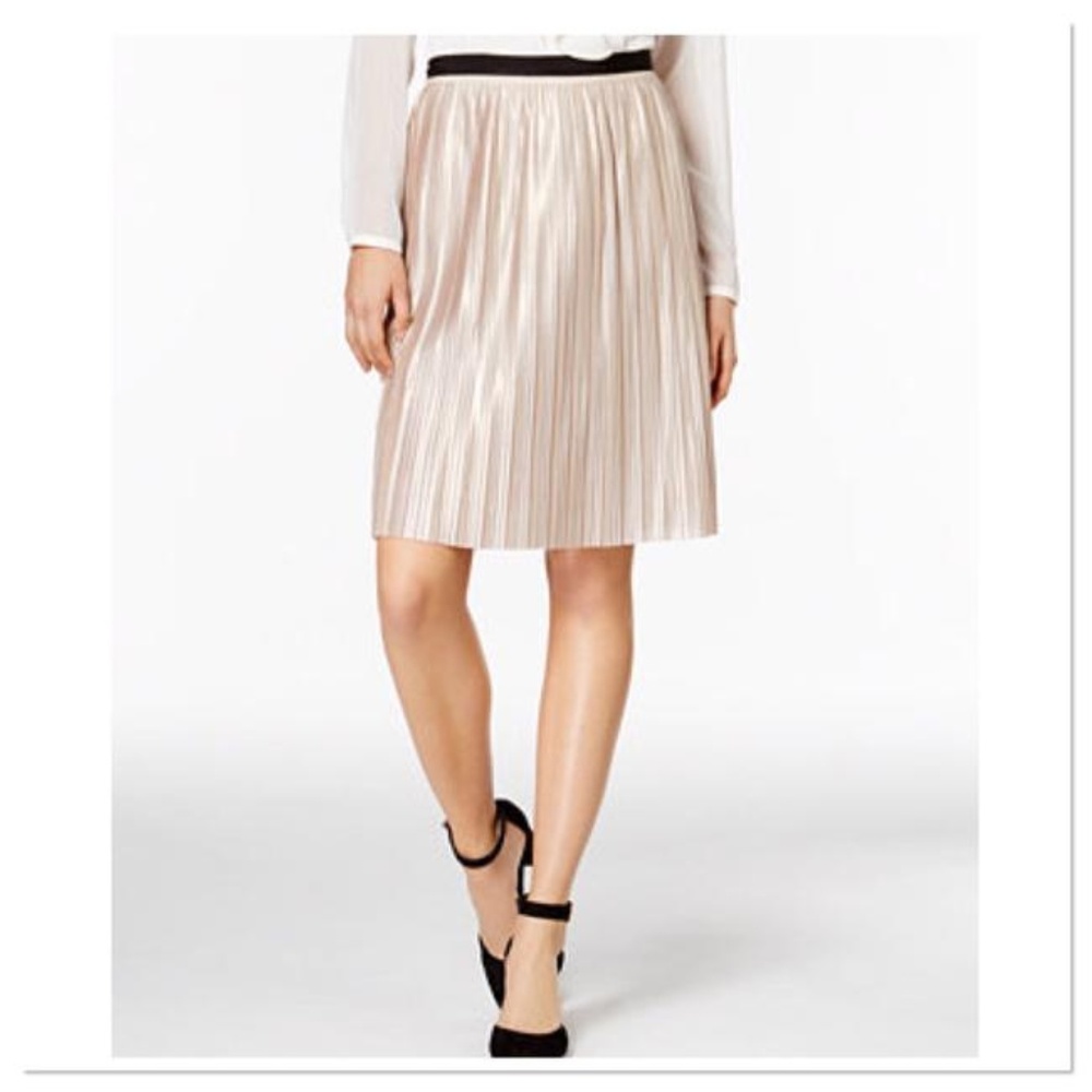 TOMMY HILFIGER Gold Pleated Party Cocktail Skirt